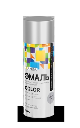 Эмаль аэрозольная ЛАКРА COLOR серебро 520мл, шт
