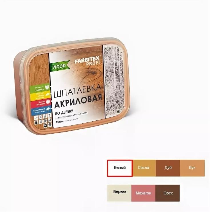 Шпатлевка акриловая farbitex profi wood по дереву орех 0,25л